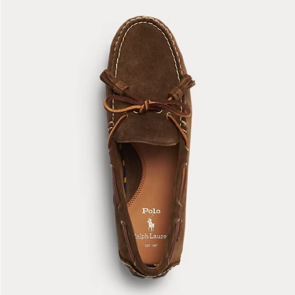 Ralph Lauren Polo Anders Tasseled Suede Driver in Chocolate Brown - Picture 1 of 15